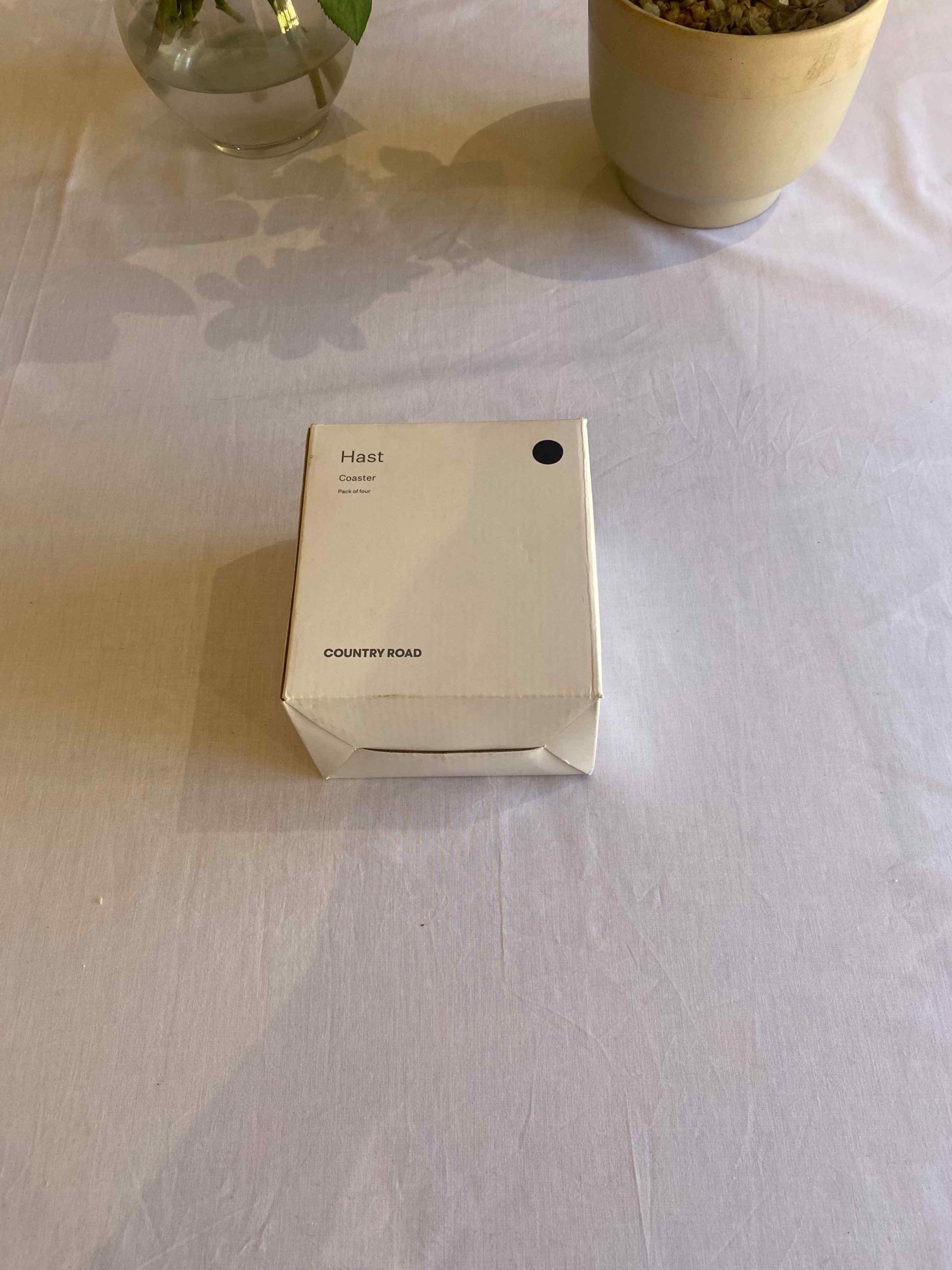 a white box on a table