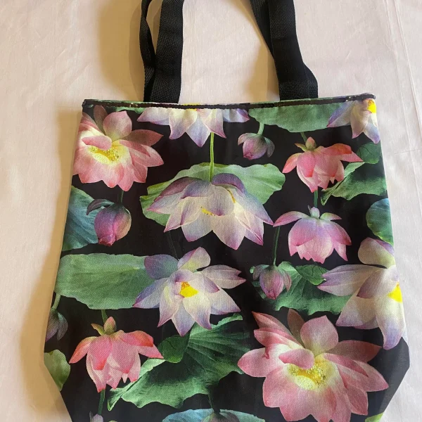 a bag with flowers on it