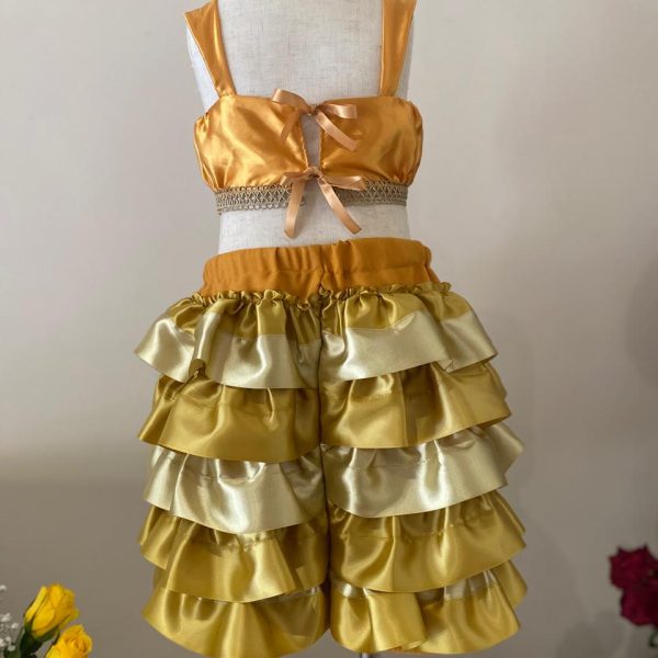 Gold Satin Top and Skirt Fancy 2 piece (Age 4-6)
