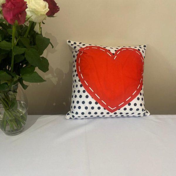 Red Heart and Polka Dot Scatter Cushion