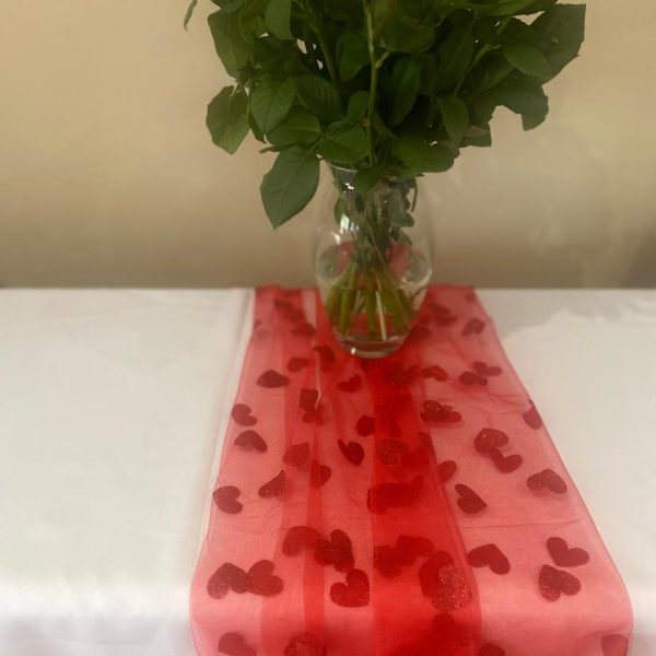 Red Heart Net Table Runner