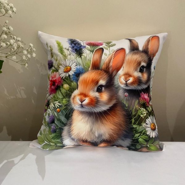 Two Easter Bunnies Scatter Cushion