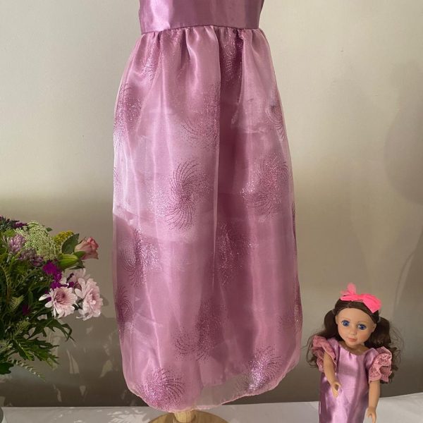 Rose Pink Satin fancy Doll Dress